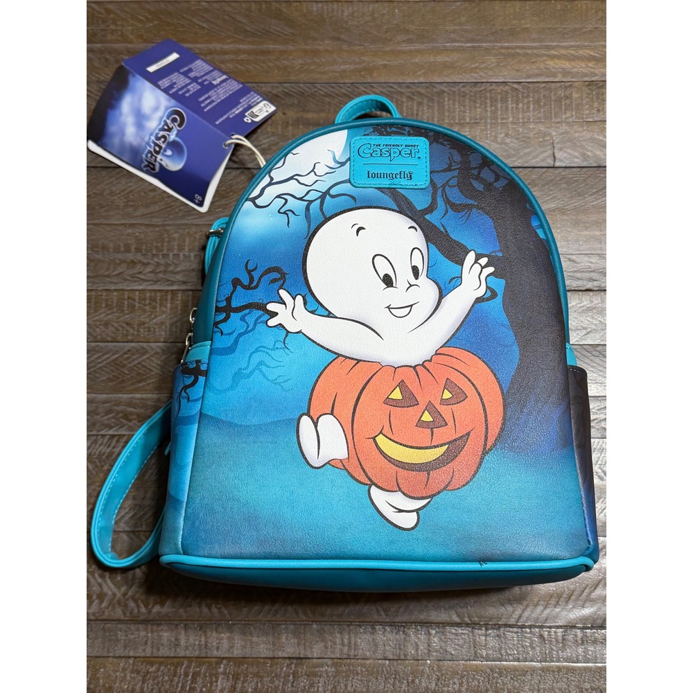 Loungefly Casper the Friendly Ghost Mini Backpack OS Blue NWT Halloween Pumpkin - Picture 2 of 9